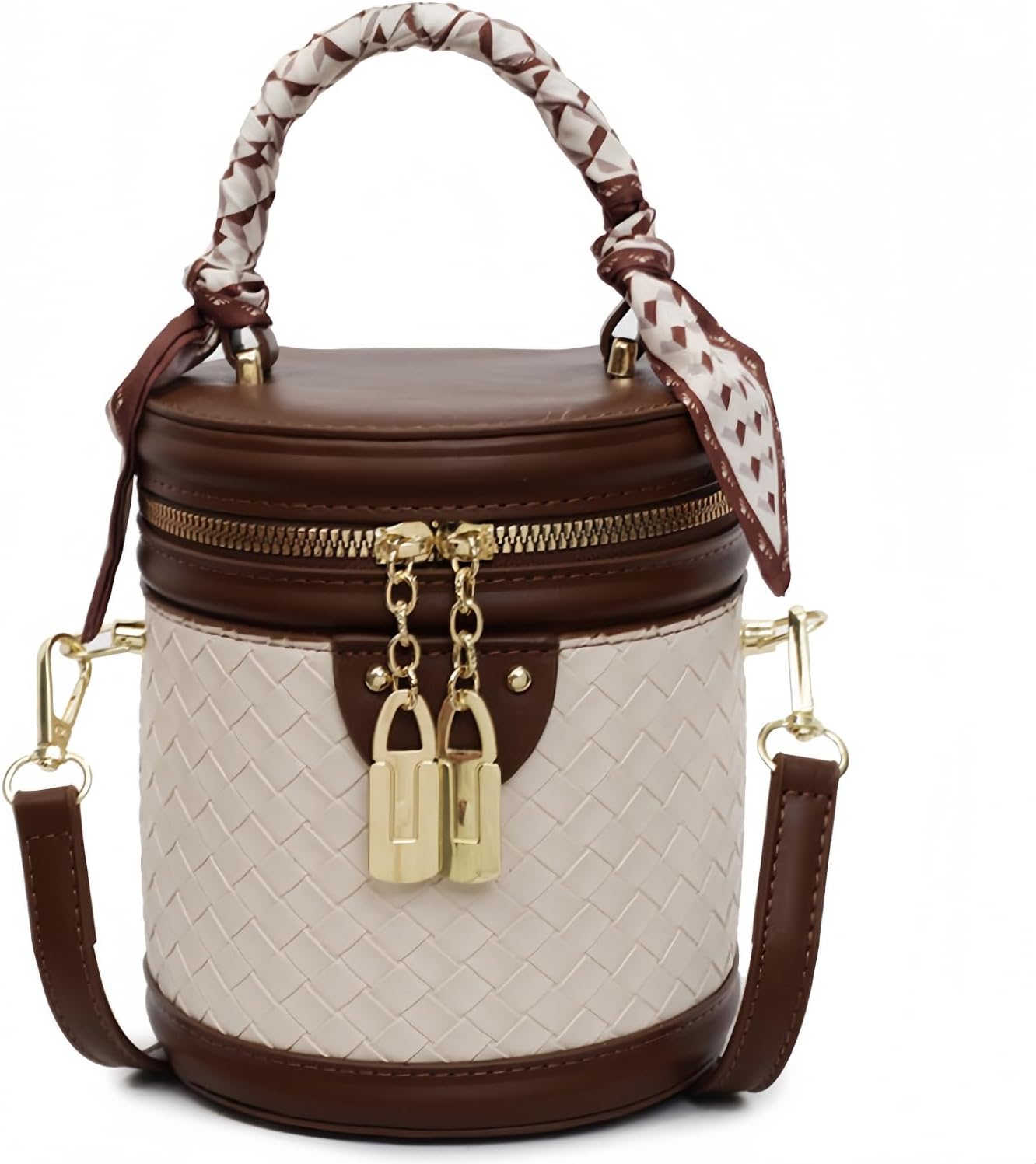 Mini Bucket Crossbody Bags for Women Vegan Leather Small Round Shoulder Round Handle Handbag Purses