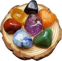 Kit Pedras 7 Chakras Cristais Naturais Para Meditação Reiki - Cristais Rolados para Energia, Equilíbrio e Harmonia - Pedra Natural Para Alinhamento Energético e Bem-Estar Espiritual