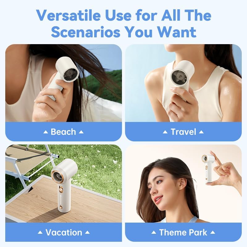 Portable Fan For Travel Mini: Small Pocket Handheld Personal Rechargeable Battery Operated USB High Speed Keeping Cool In Hot Weather Beach Gifts For Women (white) - Image 7