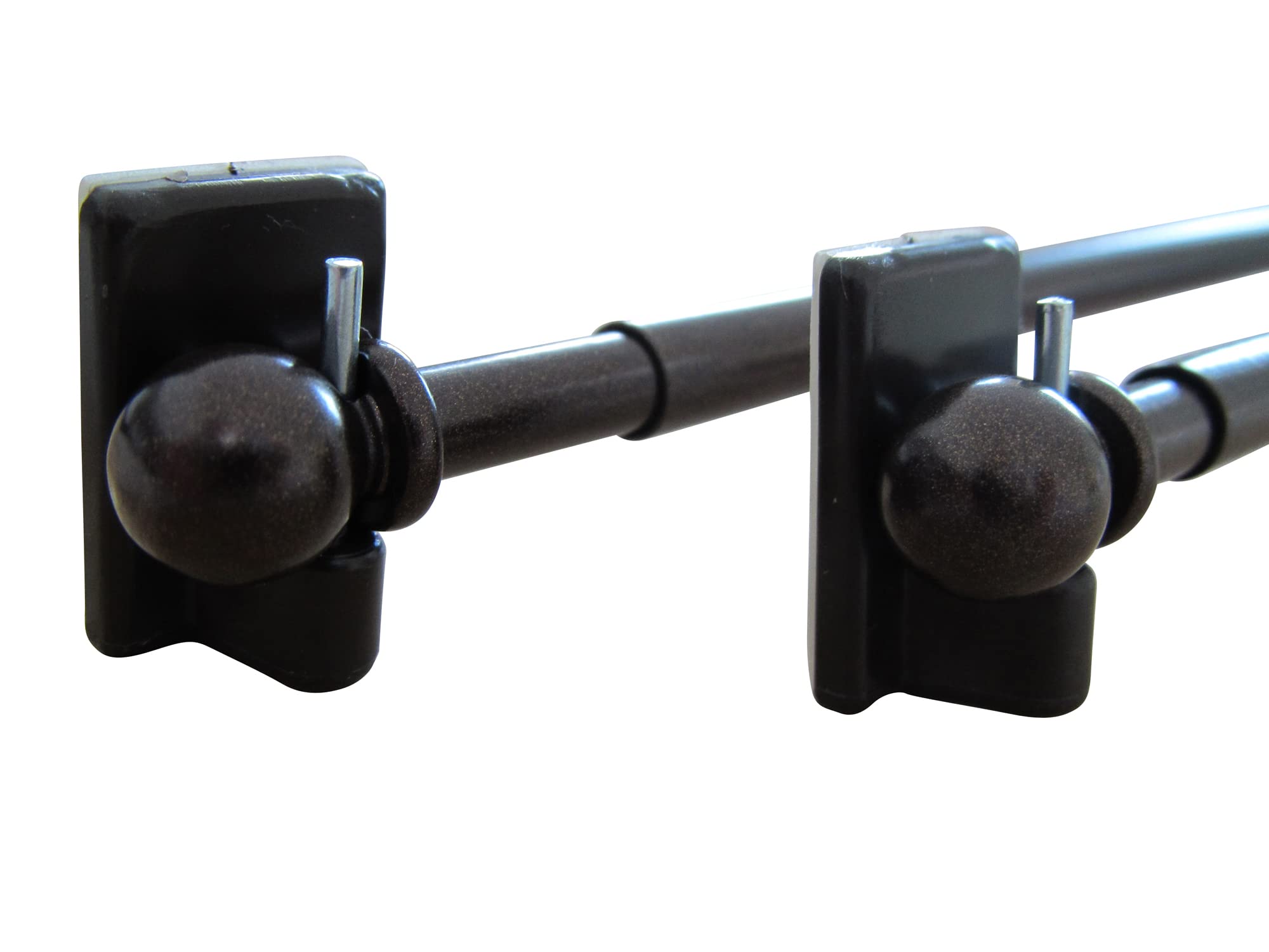 2 Hochwertige Vitragenstangen - mit 4 Klebehaken braun, und 4 Vitragenstangen Haken - Farbe: bronziert – Länge 30-40 cm, 40-60 cm, 60-90 cm, 90-130 cm (Länge: 60-90 cm)