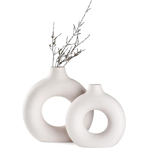 CEMABT Vases for Pampas Grass,Creative Vase Modern Home Decor,Handmade Vase White Ceramic Dried Flowers Crafts Ornaments for Office Home Deco Decoration