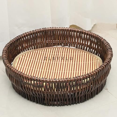 ZLBYXLU 猫ベッド ペットソファ ペットベット ラタン 手編み 通年タイプ 安定な構造 クッション 洗える 猫寝床 柔らかい 夏用 涼しい 通気性 休憩所 小型犬/猫用 ペット用品 (C,XL)