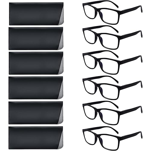 SIGVAN 6 Pack Reading Glasses for Women Men Blue Light Blocking,Spring Hinge Anti Eyestrain/Glare Computer Readers (6 Black, 1.50)