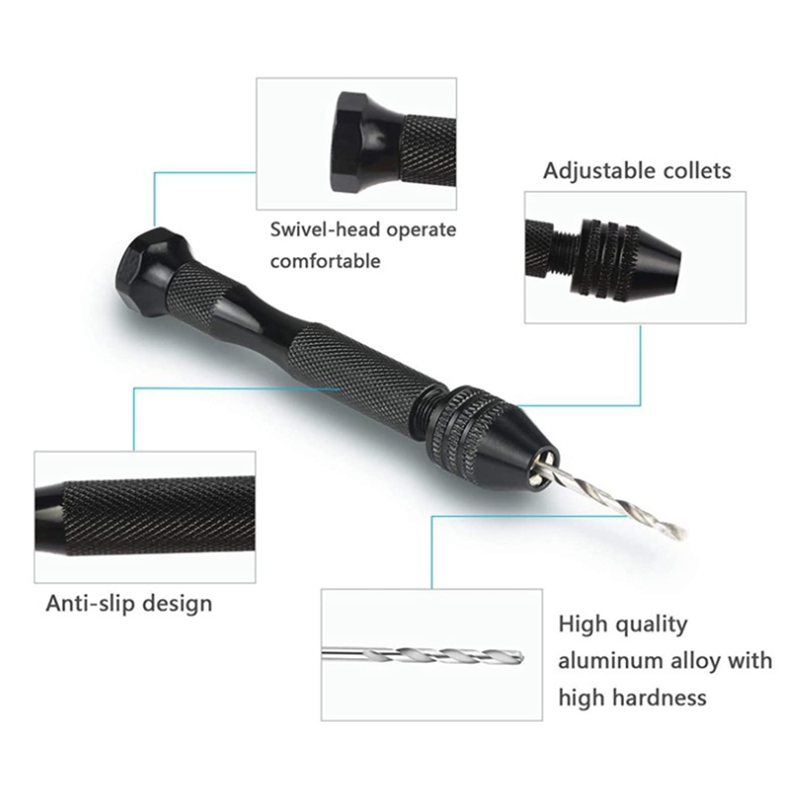 Pin Vise Hand Drill Rotary Tool 0.3-3.4mm Mini Trapano a Mano per Modellismo