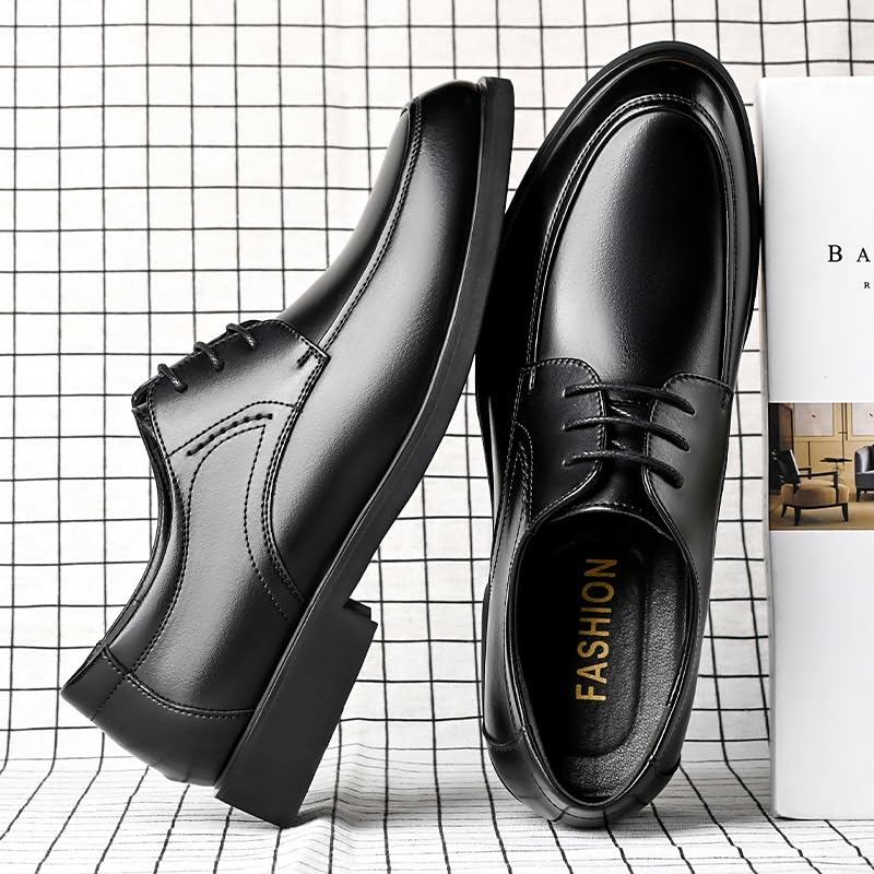 Men's Business Formal Leather Shoes Pointed Toe Lace-up Oxford Work Shoes Slip Resistant Rubber Wear-Resistant Comfortable Casual Shoes for Men4