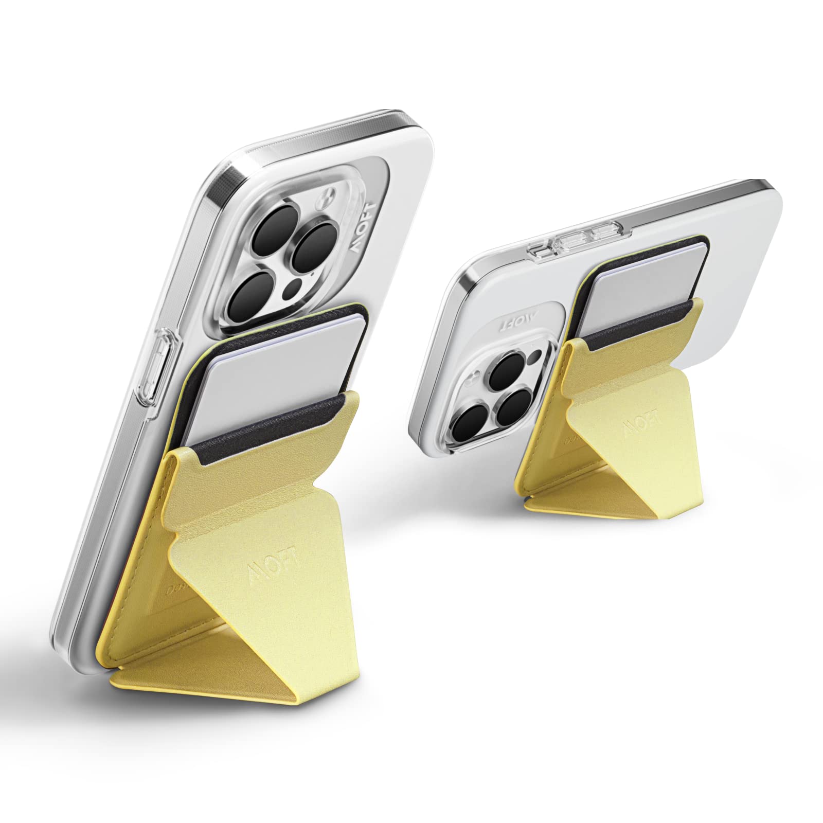 MOFT Snap Magnetic Phone Stand Magsafe Compatible Wallet for iPhone 15 14 13 12 Series, with 3 Viewing Angles, Enhanced Magnetic Strength, 2 Card Holder, Willow-flower Yellow