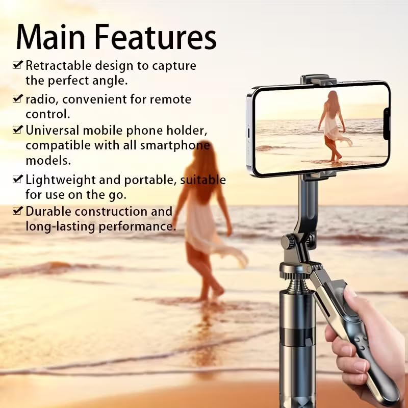 Image of 69 inch Long Selfie Stick with 360 Rotating Tripod Stand, Aluminum Multifunctional Bluetooth Tripod Stand for Smartphone, GoPro, Action Cameras, Perfect for Vlogging, Travel & Video