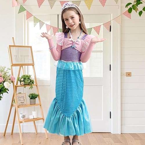 Miniatura 2 de Disfraz de princesa de sirena para niñas pequeñas, vestido de fiesta para niños pequeños, vestido de Halloween