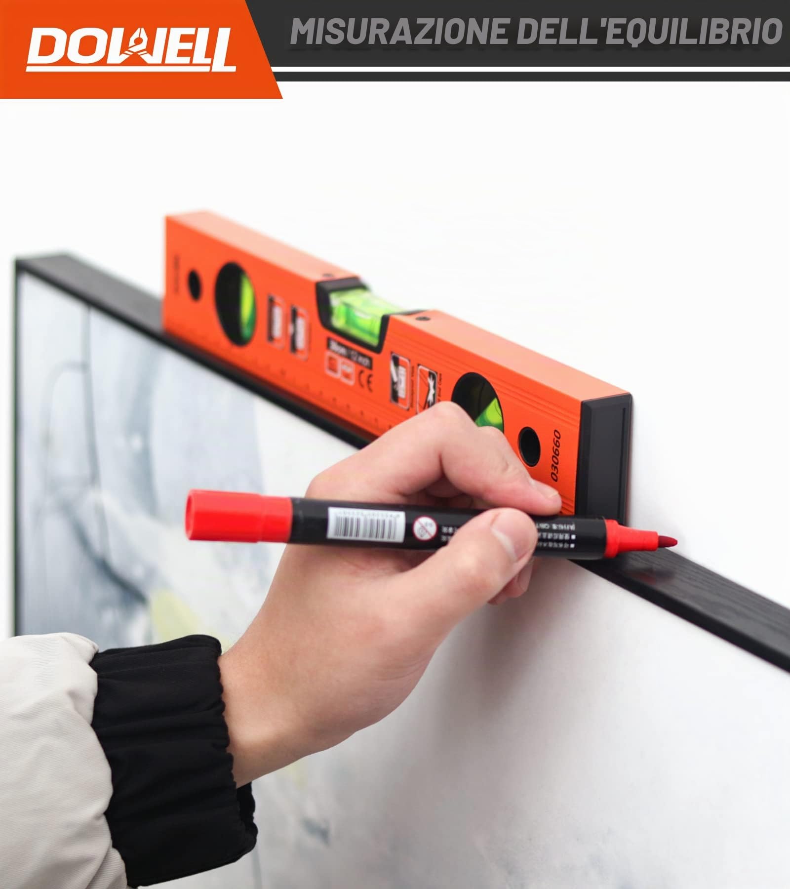 Dowell livello magnetico, scala metrica 300mm / 12 pollici, 3 libellule diverse