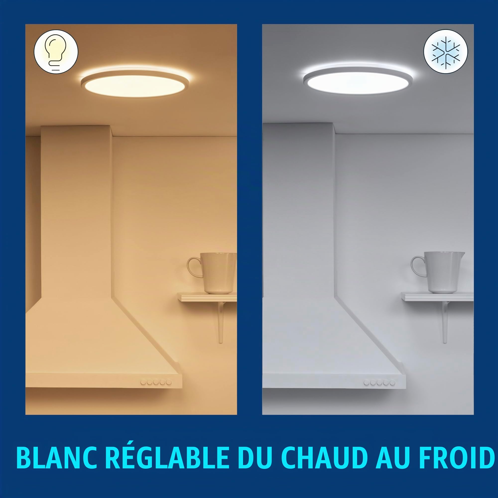 WiZ Plafonnier Connecté Wi-Fi SuperSlim blanc, 2700-6500K, 14W, Nuances de Blanc, fonctionne avec Alexa, Google Assistant et Apple HomeKit