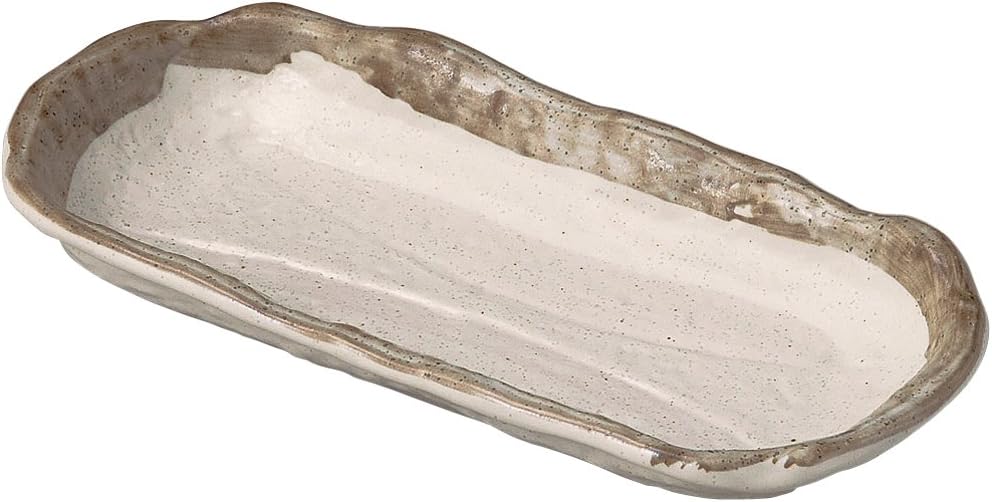 Yamashita Kogei 14040620 Crystal Powder Deep Mouth Appetizer Plate, 8.9 x 4.5 x 1.2 inches (22.5 x 11.5 x 3