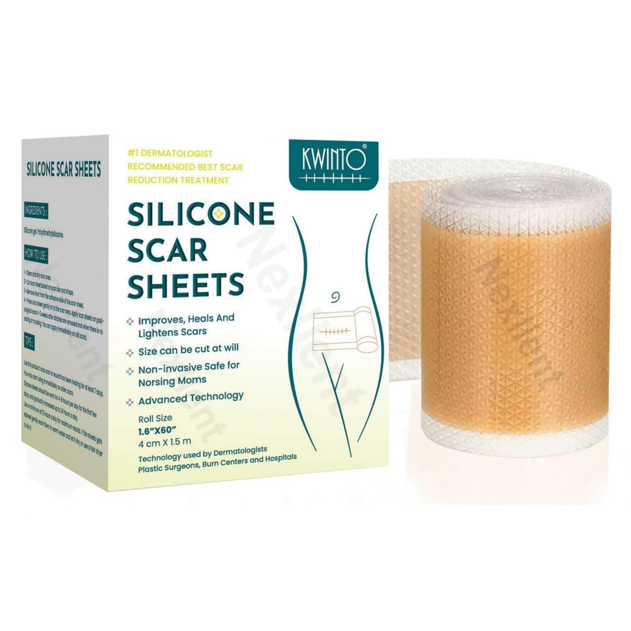 Silicone Scar Sheets for Scars Transparent Medical Silicone Gel Tape for Scar Removal, Scar Tape Roll For Hypertrophic Scars and Keloids Caused by Surgery