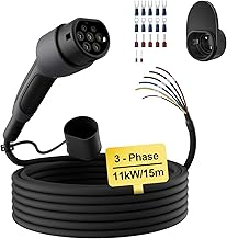 dé Typ 2 Ladekabel offenes Ende 11kW [3-Phasen| 15m| 16A] Freiem Kabelende für Wallbox/Ladestation Ersatzkabel