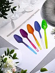 5 colheres de plástico que mudam de cor, mudam de cor quando frias, adequadas para sobremesas, sorvete multicolorido