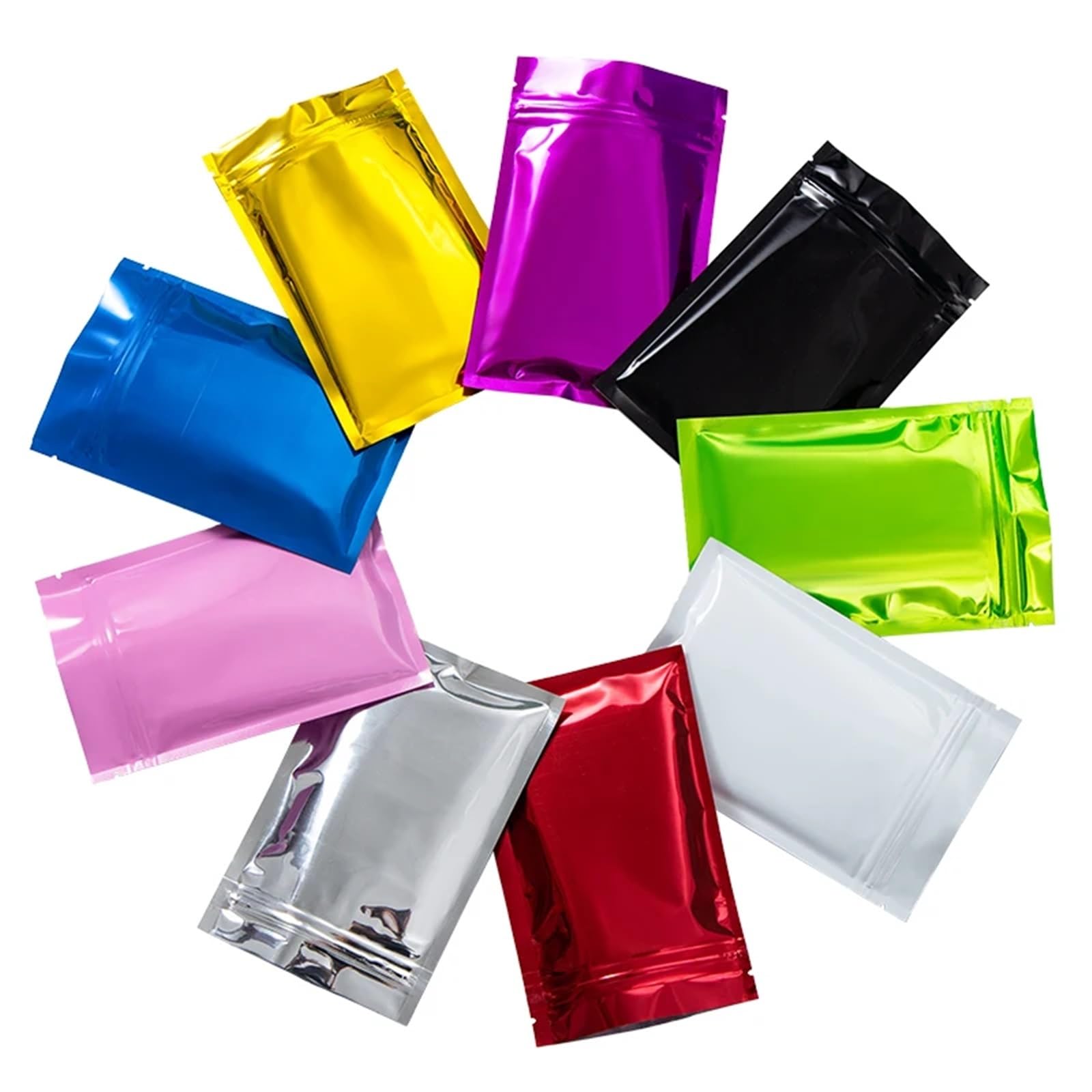 Sacchetti piatti con chiusura a zip, Borse portaoggetti piatte con chiusura a zip multicolori di varie dimensioni(White,14x20cm)