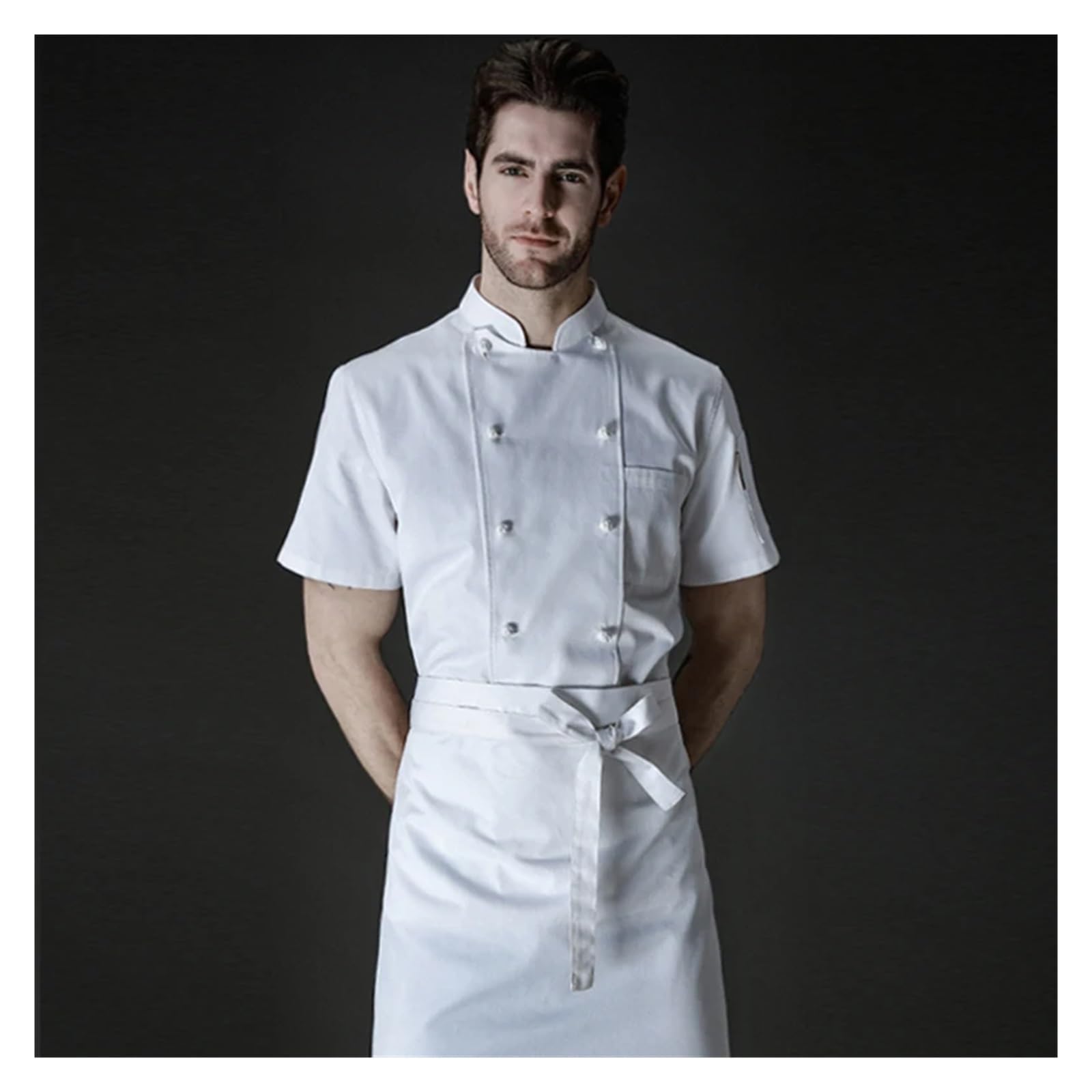 Giacca da cuoco estiva, giacca doppiopetto, abbigliamento lavoro for hotel, ristoranti, panetterie, uomini, uniforme professionale, camicia bianca per Cucine, Ristoranti, Hotel