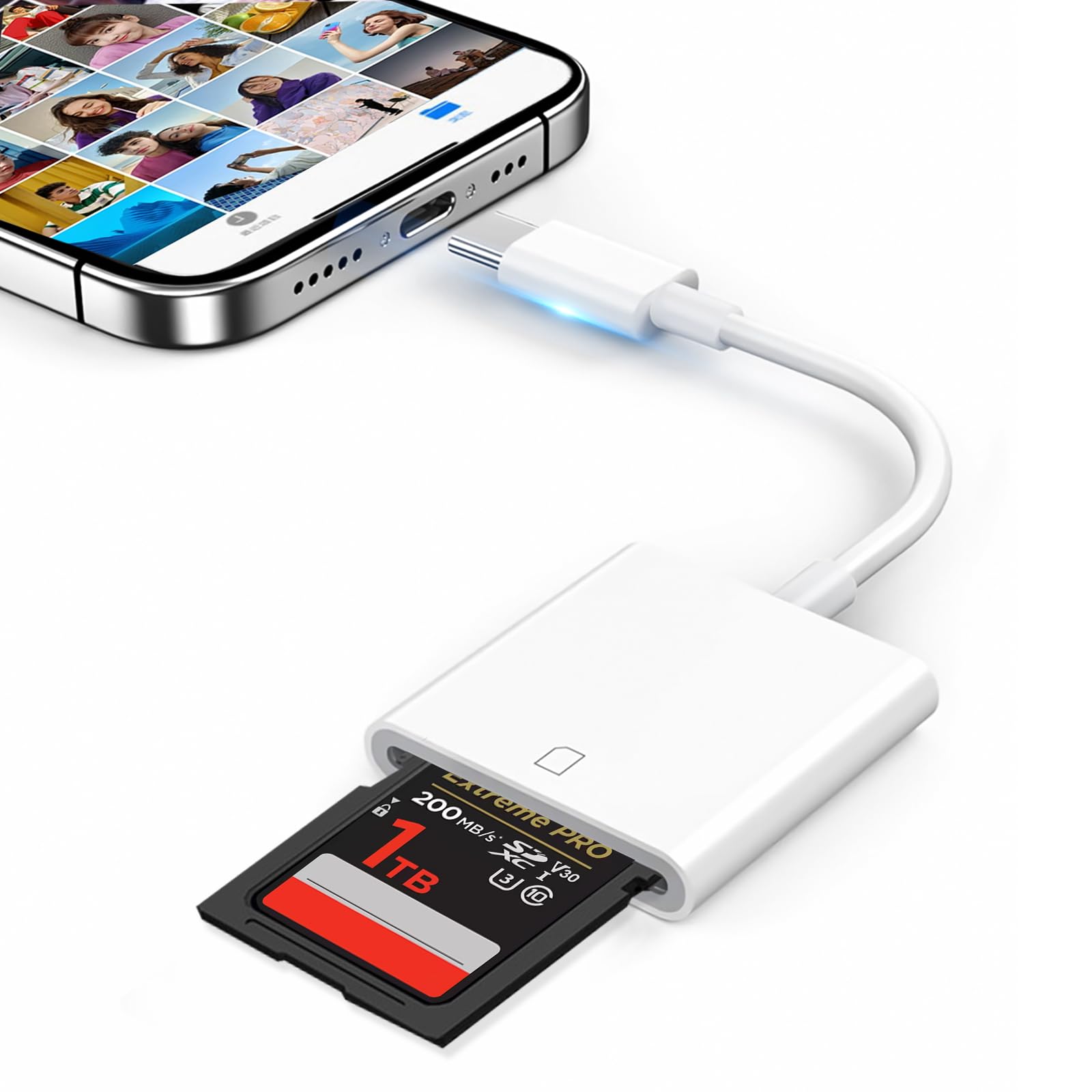 SDカードリーダー Type-C カードリーダー 【USB 3.0 高速伝送 】カメラリーダー SD カードリーダー 双方向高速転送 設定不要 写真/ビデオ/データ 0TG機能 i-Phone 17/i-Pad Pro/MacBook/Chromebook/AndroidスマホなどUSB-C機器対応 タイプC 変換アダプタ