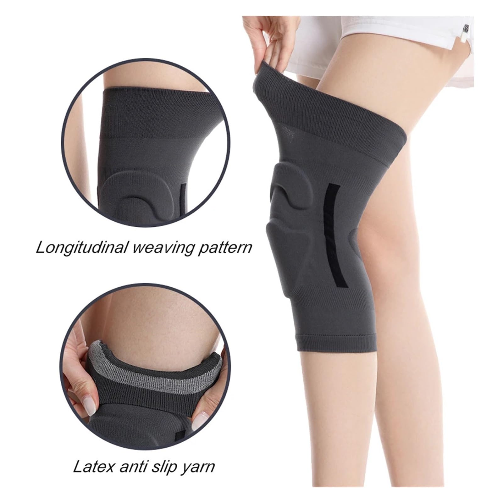 MRKU Genouillères de Sport antidérapantes, Manchons de Compression, 1 Paire, pour la Course à Pied et Le Volley-Ball.