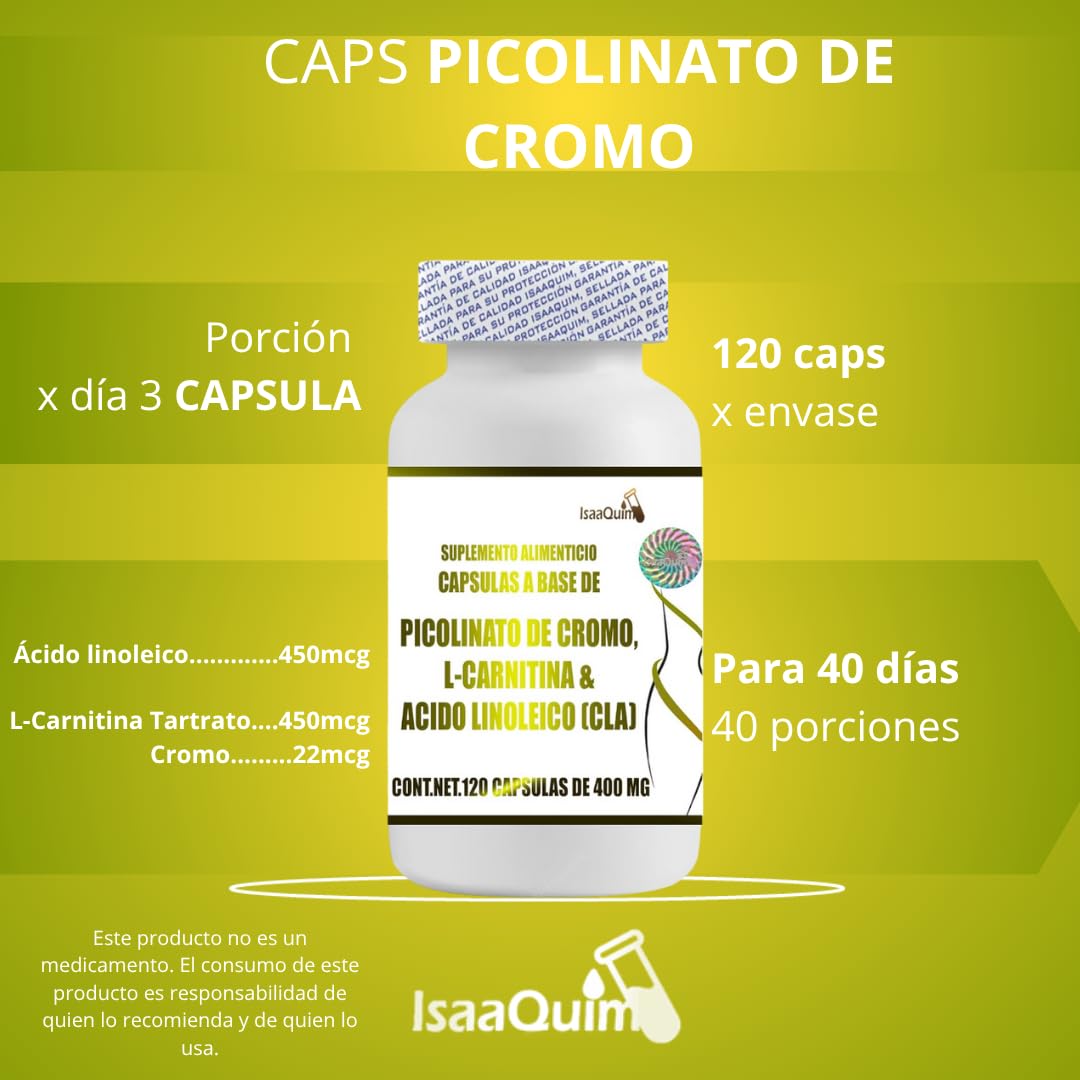 IsaaQuim | Picolinato de Cromo con L-Carnitina y Ácido Linoleico (CLA)