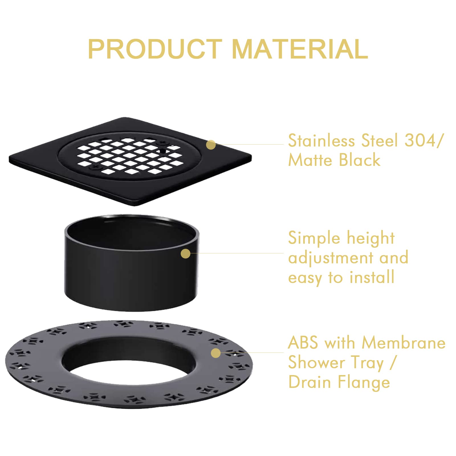 Yaseingoo 4â€? Drain Grate Kit Replacement - Shower Floor Drain Kit ...