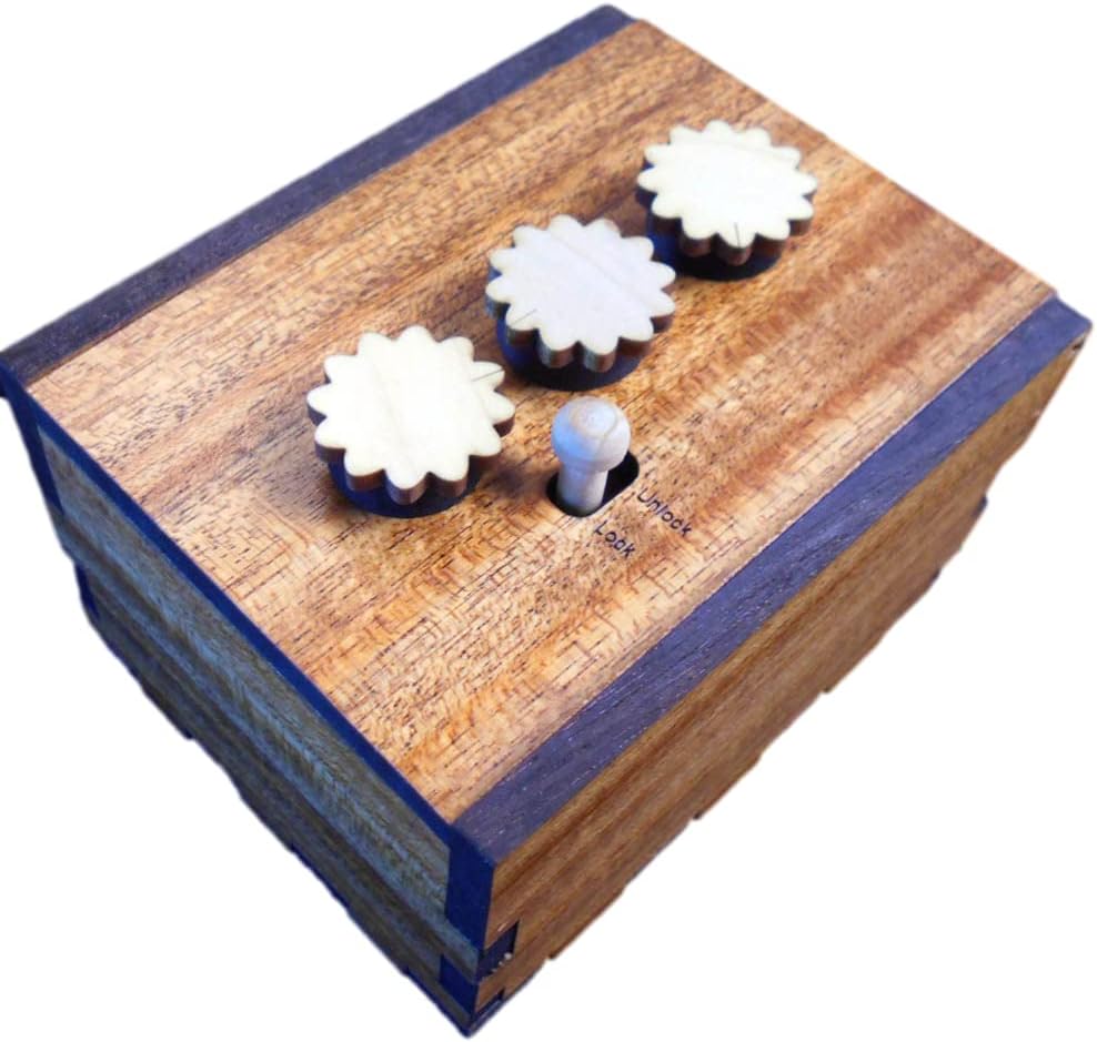 Creative Crafthouse Secret Lock Puzzle Box II Brain Teaser - Can You Open The Box? Put a Gift Inside and Watch The Fun! Mahogany Version