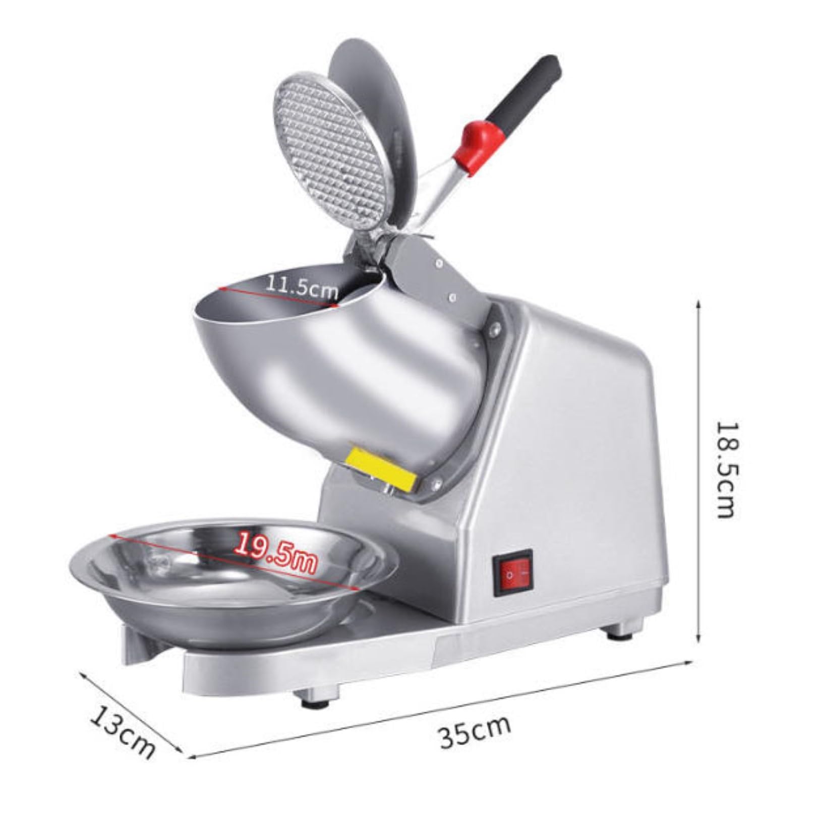 Tritaghiaccio elettrico, per uso commerciale e domestico, rasoio per ghiaccio in acciaio inox con doppie lame, 2 velocità, capacità 65 kg/h per granite doppie coperture