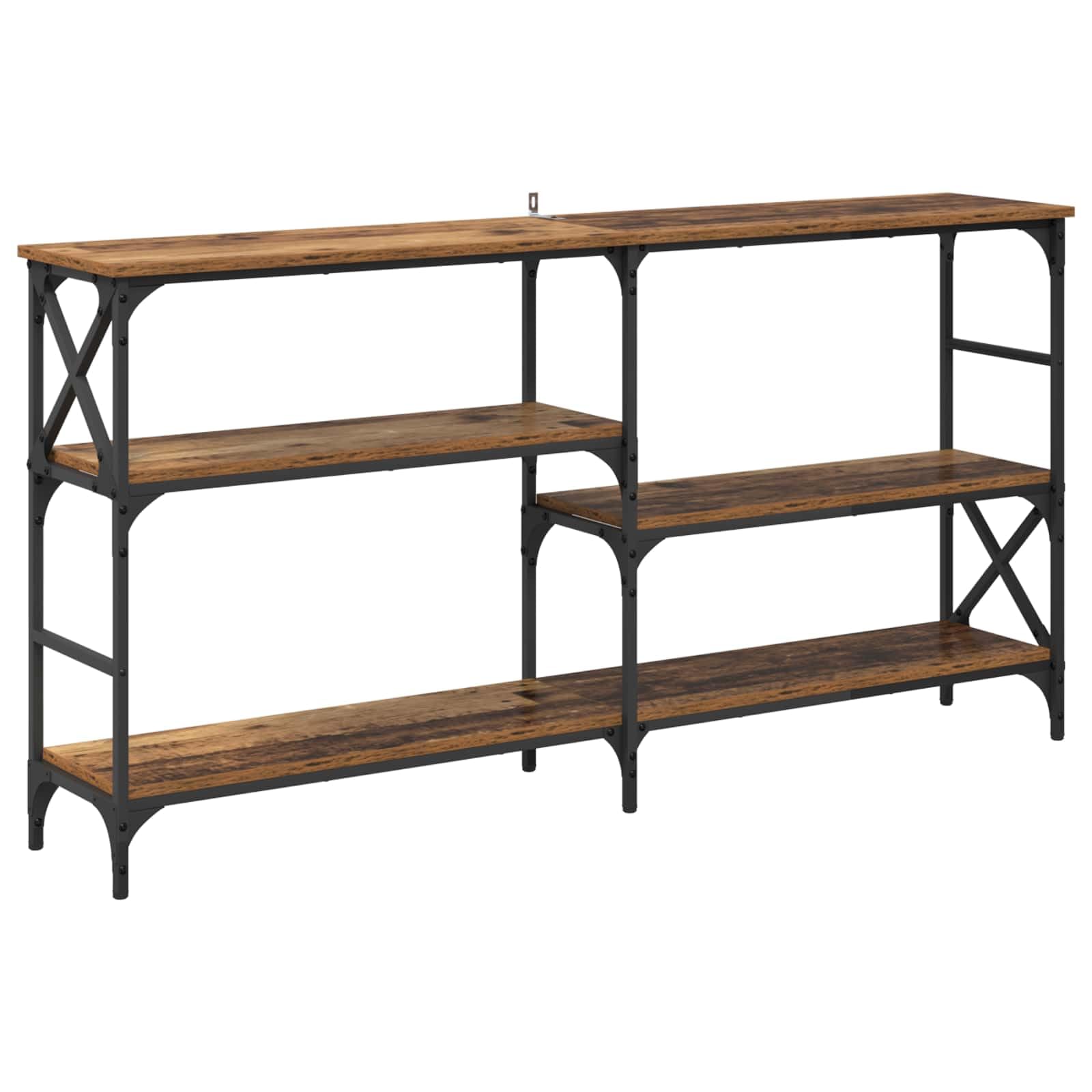 Consolle Ingresso Legno Ingegnerizzato e Metallo 150x29x76,5 cm | Mobile versatile per corridoio e soggiorno con tre ampi ripiani in stile industriale, portata fino a 75 kg.