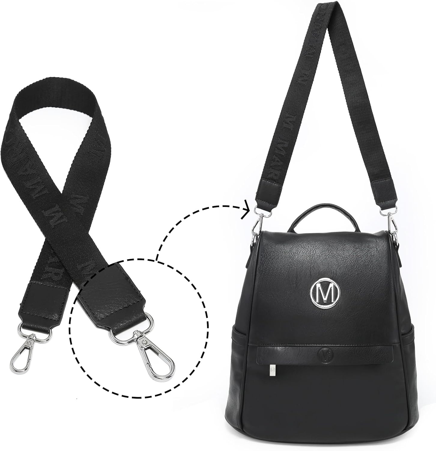 MKP Women Fashion Backpack Purse Multi Pockets Signature Anti-Theft Rucksack Travel Ladies Shoulder Bag Handbag 2Pcs - Image 3