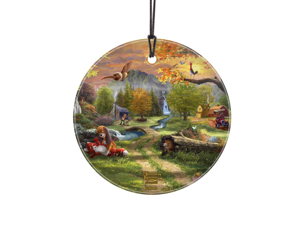 Trend Setters Fox And The Hound Thomas Kinkade Studios – Disney – – Forever Friends – 3.5” Starfire Prints Hanging Glass Print Accessory – Officially Licensed Collectible - Ideal For Gifting And Collecting