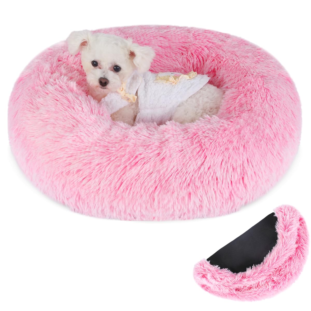 Belababy Dog Bed Small Medium with Removable Cover, Washable Dog Cat Donut Bed