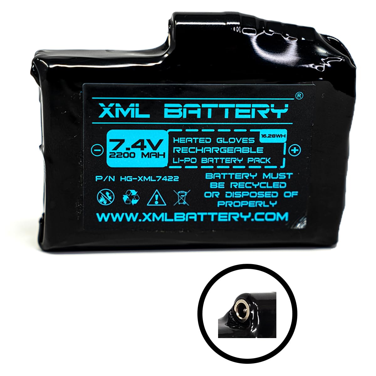 (4 Pack) Thermal 7.4v 2200mAh Electric Rechargeable Lithium-ion Battery Gloves Mittens Replacement for Heated