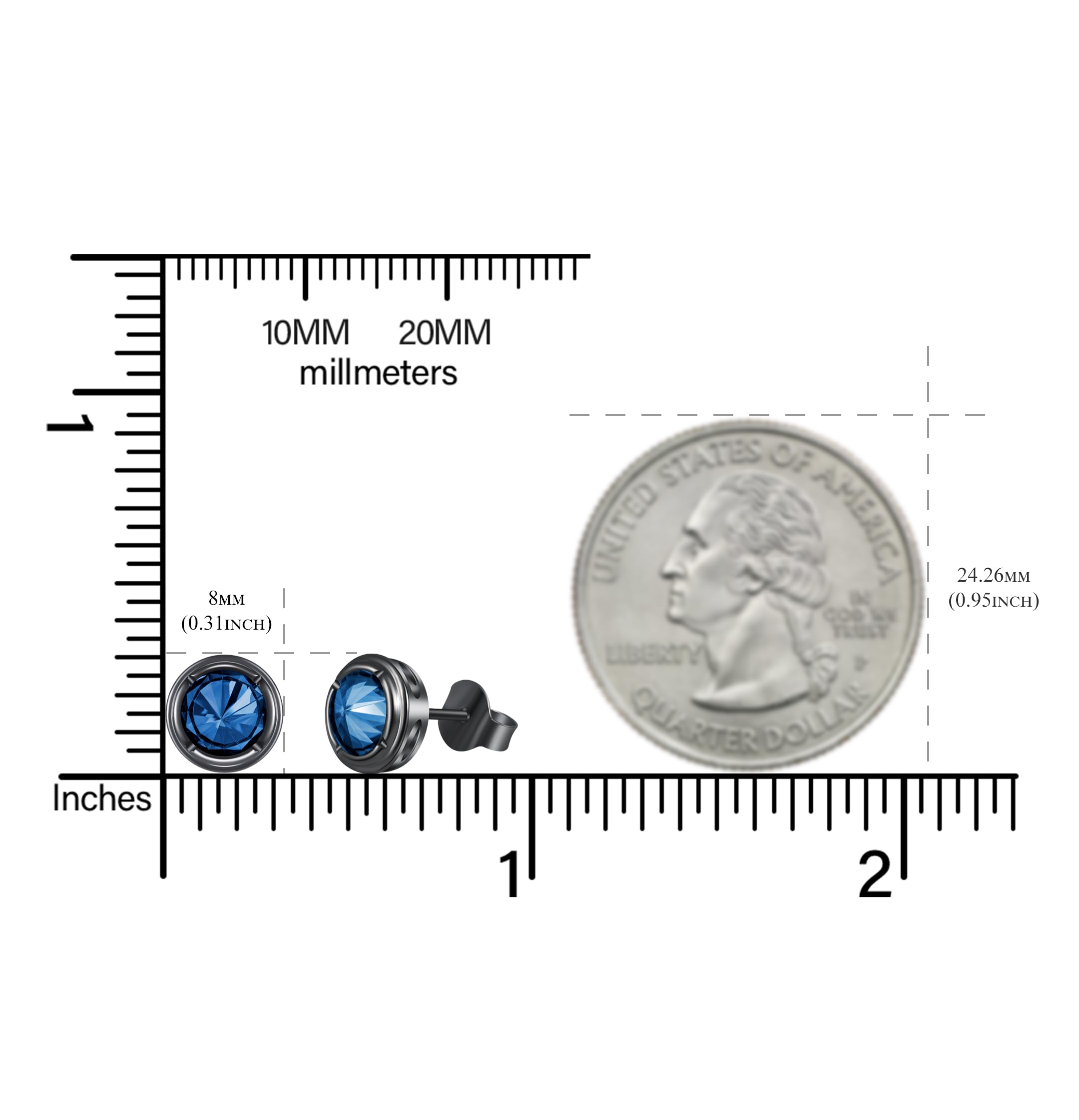 Immobird Boucles D'oreilles Argent Sterling 925 avec Gemme Unisex Clous d'oreilles Homme Femme Cadeau pour Homme Femme (Pierre bleue)