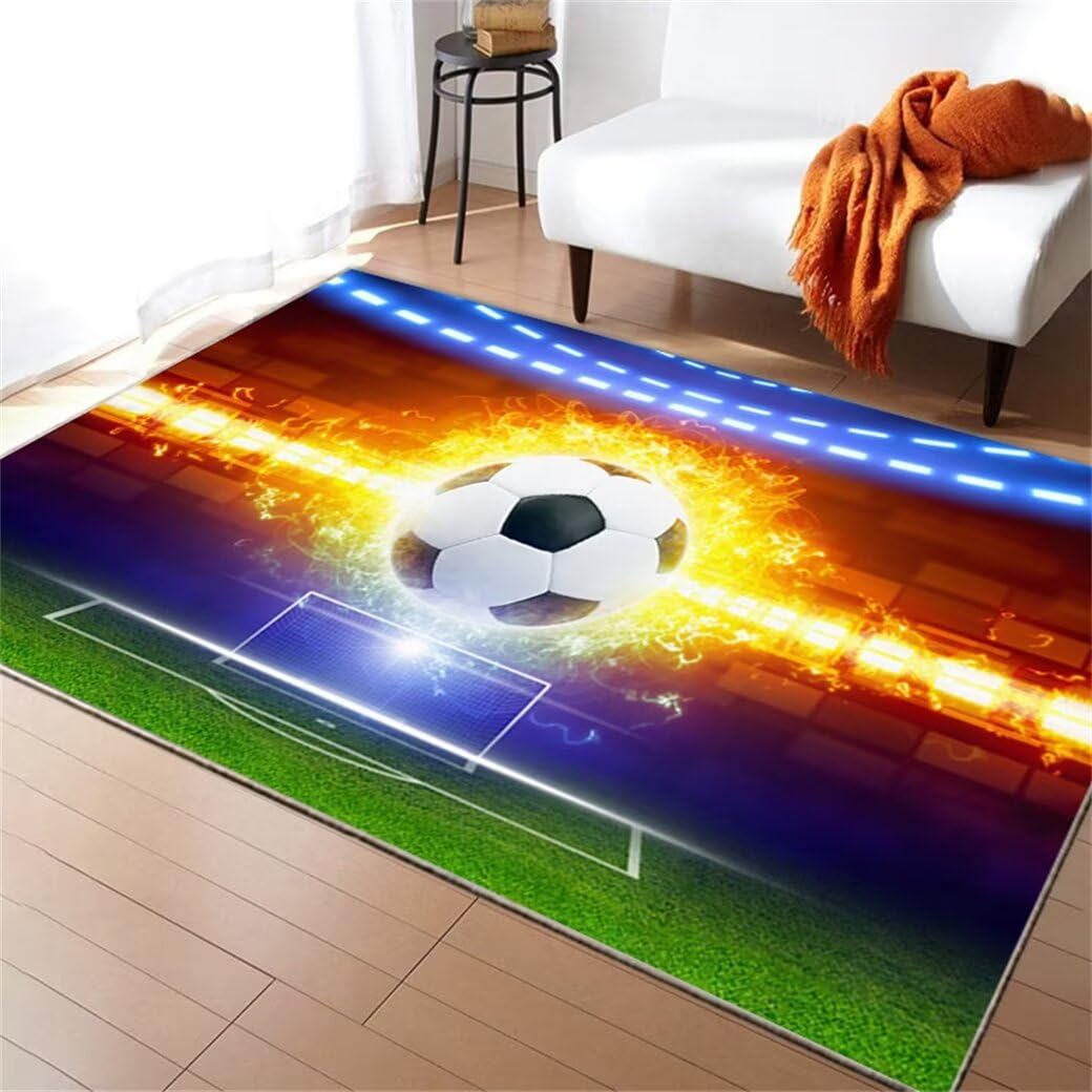Chemin tapis couloir vert à motif football 3D avec dimensions 200x200cm