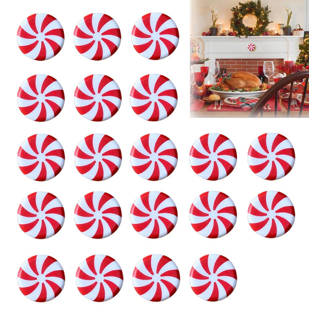BAOTXHBR 20 pcs Christmas Silicone Red and White Candy Cabinet Knob Covers,Creative Halloween Christmas Decoration for Various Kitchen Living Room Bedroom Door Home Party (20)