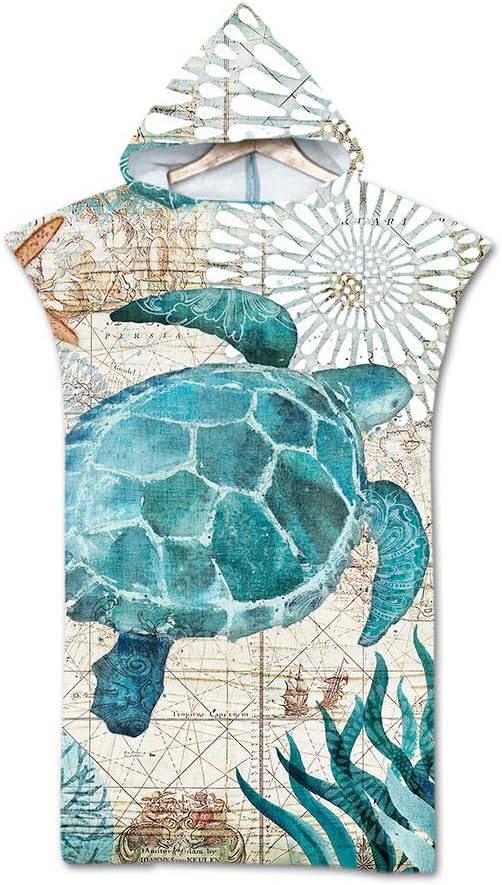 Hooded Beach Towel Swimming Changing Robe Adults Large Microfiber Surf Poncho Compact Blanket with Hood,Pattern 2