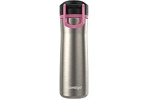 Contigo Kids Water Bottle, 20 oz, Stainless Steel with Silly Straws