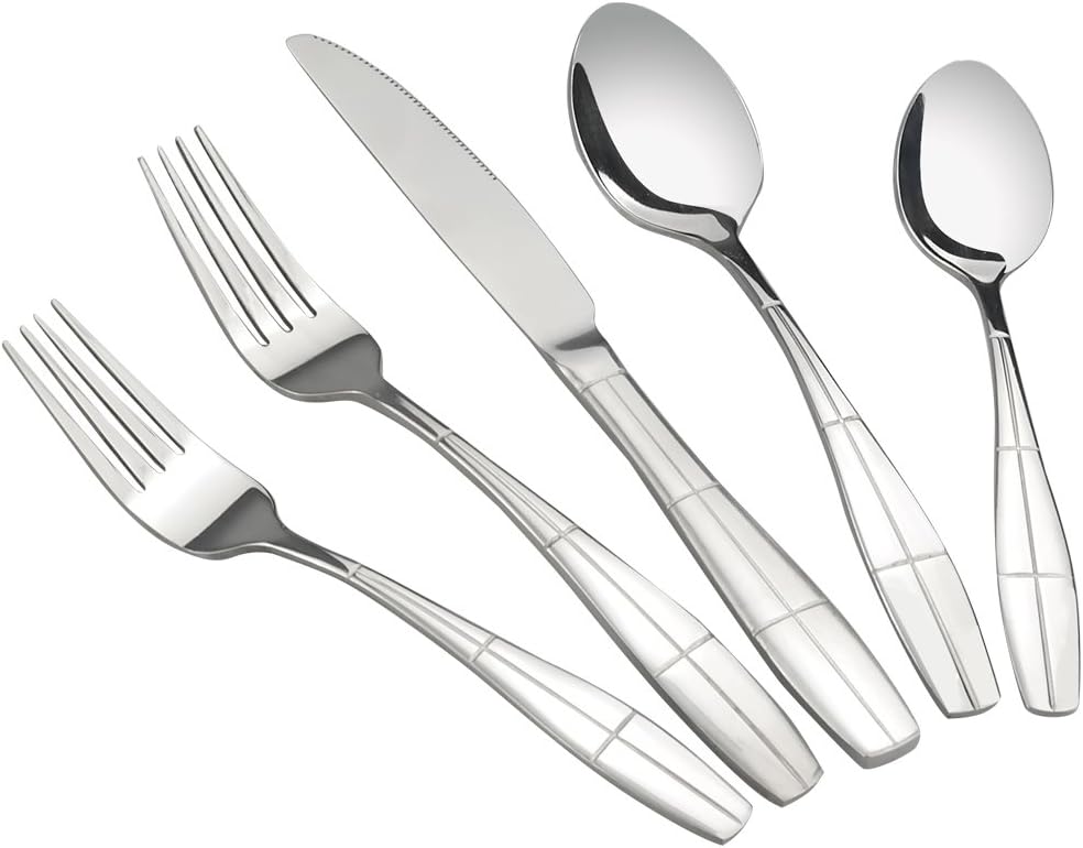 Eagrye 60-Piece Flatware Set, Stainless Steel Silverware Cutlery, Service for 12