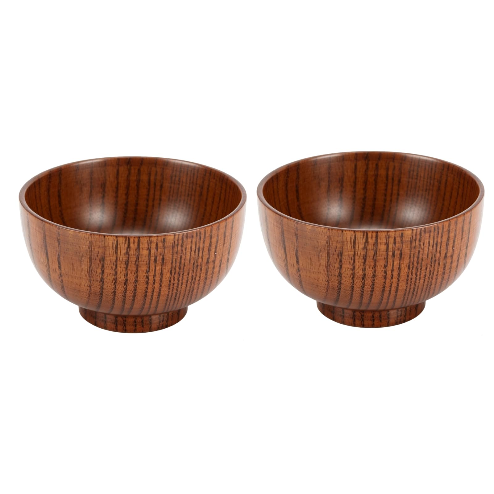 2PCS Handmade Wood Bowl, Japanese Style Bowl Round Cup 4.13inx2.68in