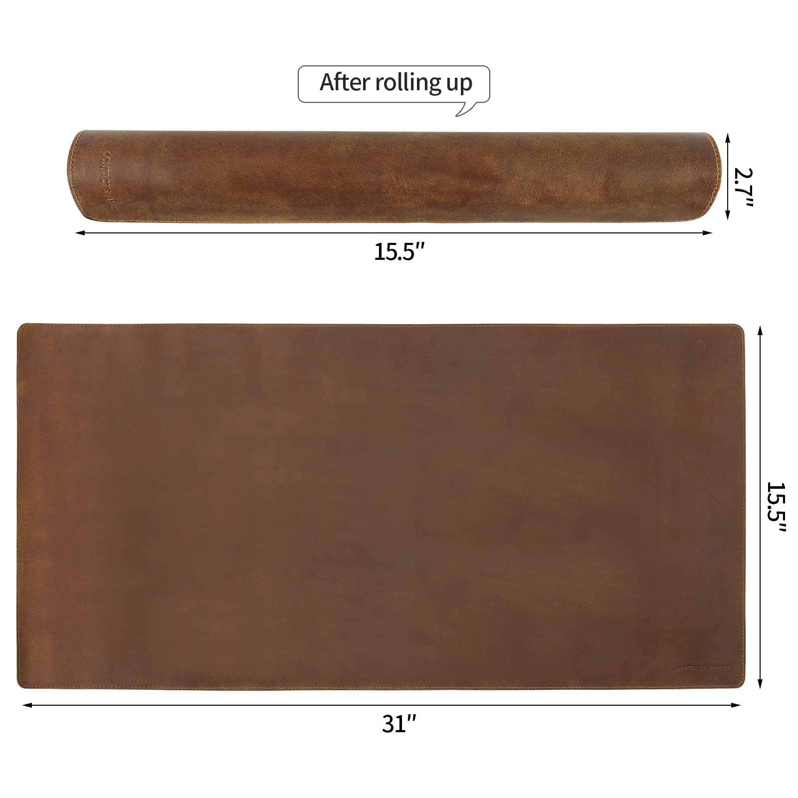 RingSun Doppelseitiger Schreibtischunterlagenschutz, große Leder-Schreibunterlage für Tastatur und Maus, große Schreibunterlage für Büro, Zuhause, Arbeit, Spiel, Braun, 78,7 x 39,4 cm, RS17