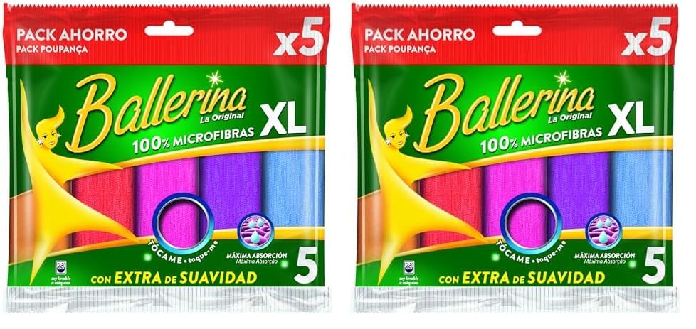 Ballerina - Bayeta Microfibra 5 Unidades - Colores Surtidos (Paquete de 2)