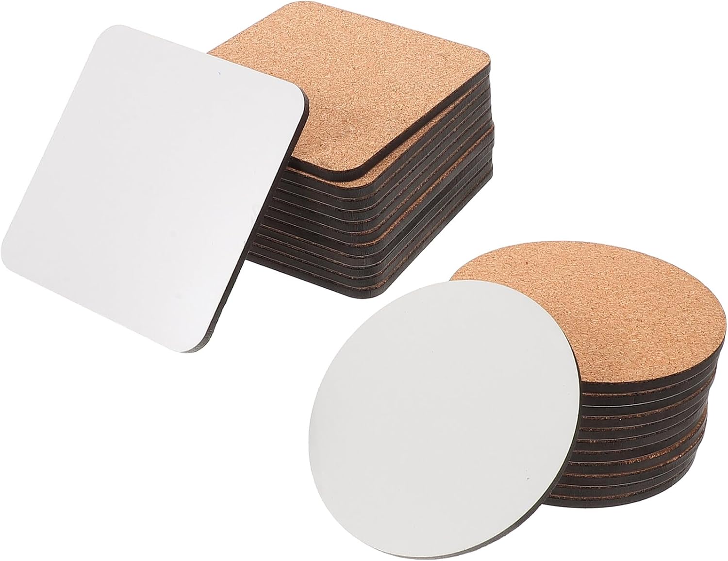 PATKAW 24pcs Sublimation Heat Transfer Coaster Blanks and Square MDF Wood Boards White Blank Drink Coasters for DIY Beverage Decoration and Craft Projects
