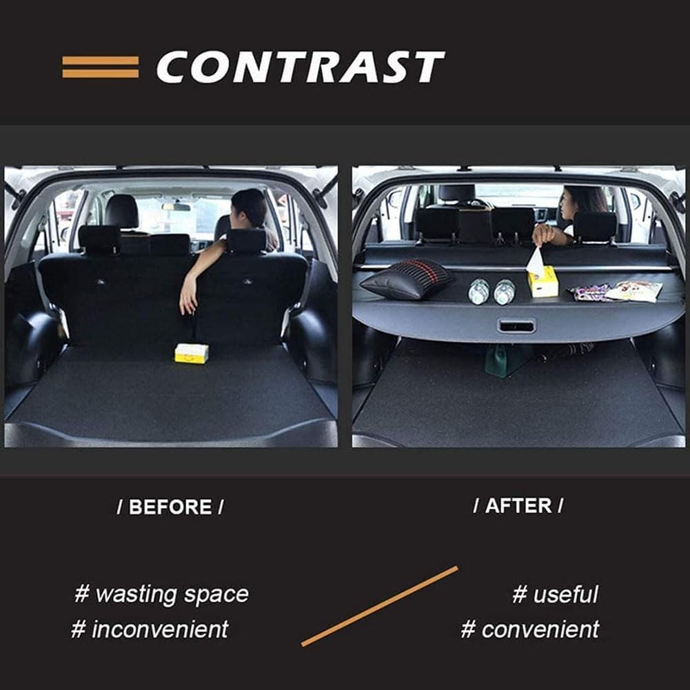 PGYREUGQ Retractable Rear Cargo Cover for Mercedes BeNZ Smart 2010-2014, Car Trunk Load Shelf Rear Boot Panel Roller Blind Accessories 4