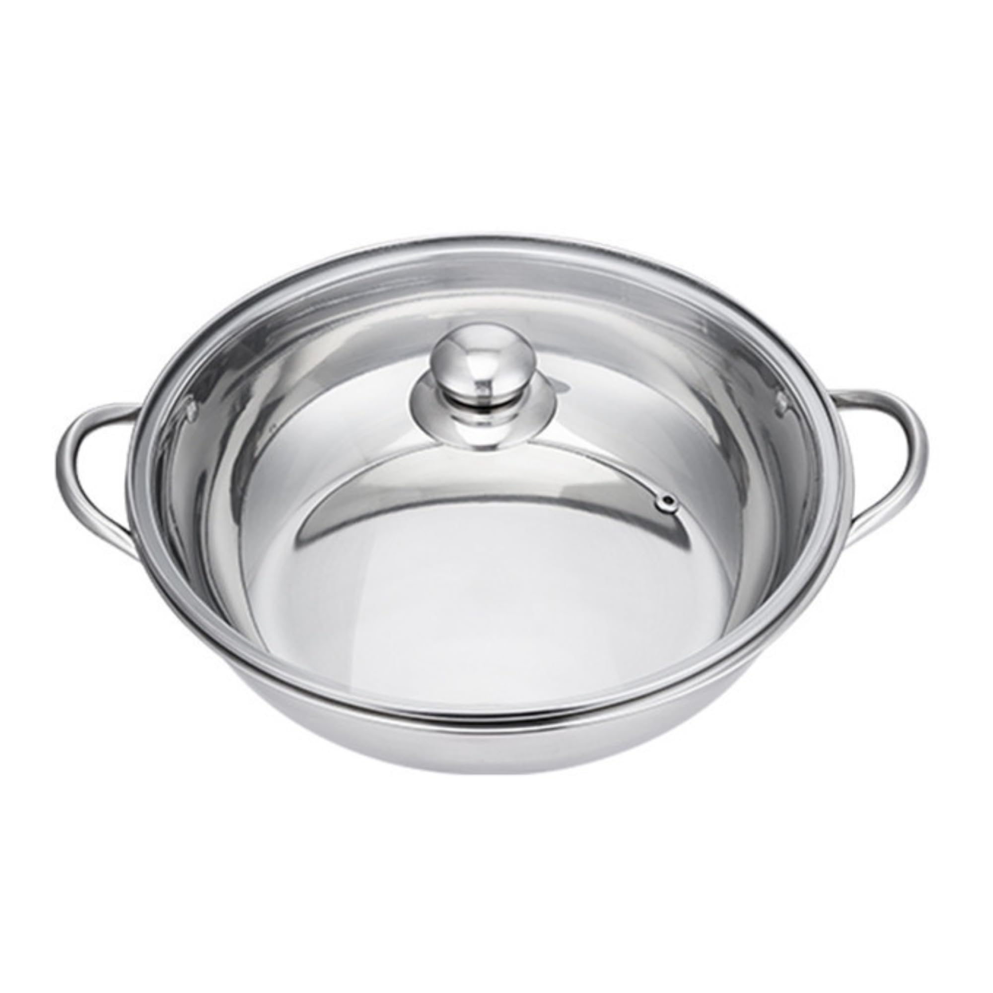 HomeEssentials Stainless Steel Kadai with Glass Lid - Double Handle, Heavy Bottom for Even Heating/Ideal for Frying, Curries, Soups & Everyday Cooking - Durable, Long Lasting Kadhai