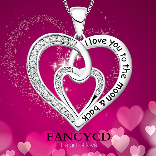 FANCYCD Jewelry for Women, Girlfriend Necklace, Heart Necklace for Women, I Love You Necklace, Wife Jewelry Present, Valentines Day Gift, Anniversary for Her, I Love You to the Moon and Back Necklace - Image 3