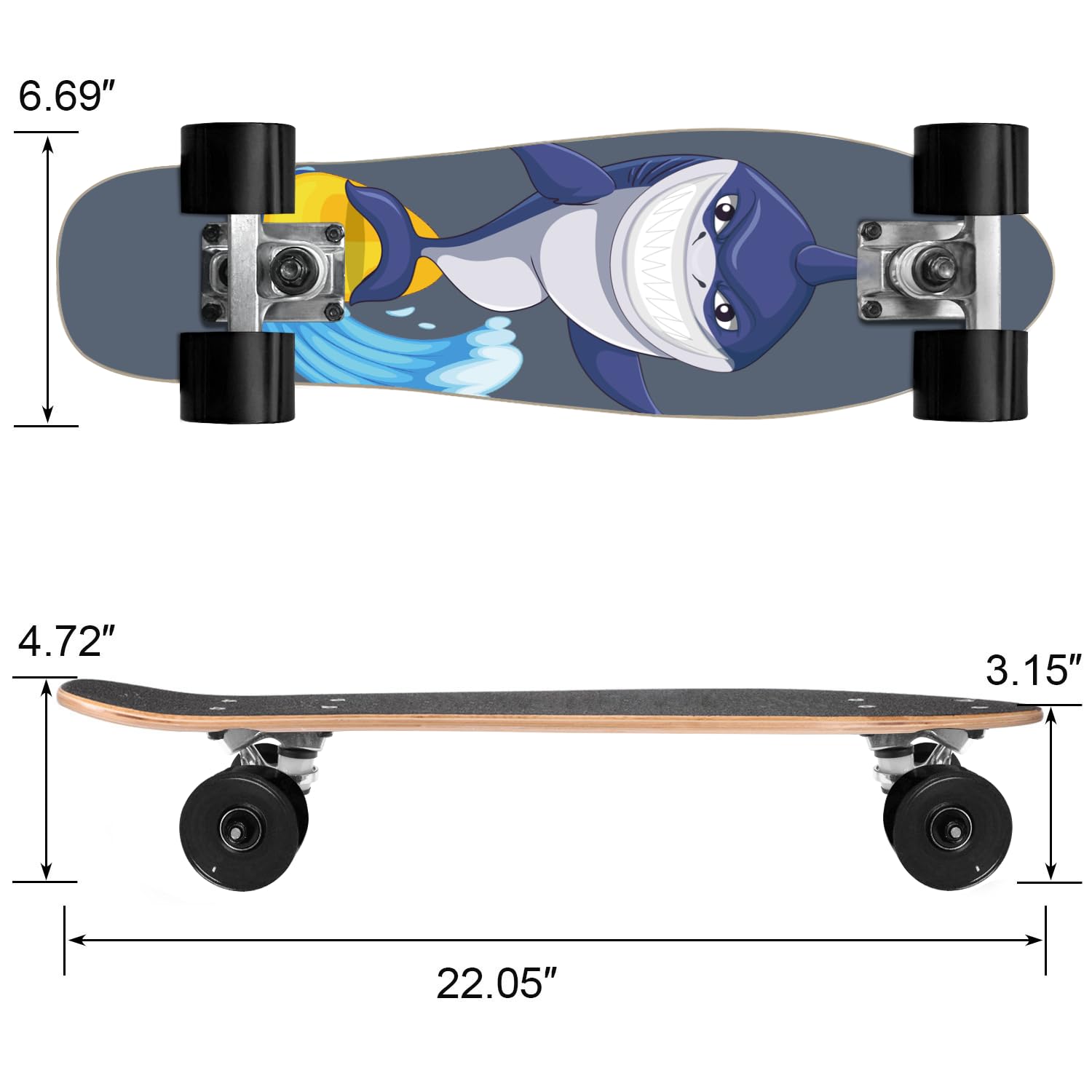 KO-ON Skateboard complet 22" Mini Cruiser Skateboards pour débutants, enfants, garçons et filles