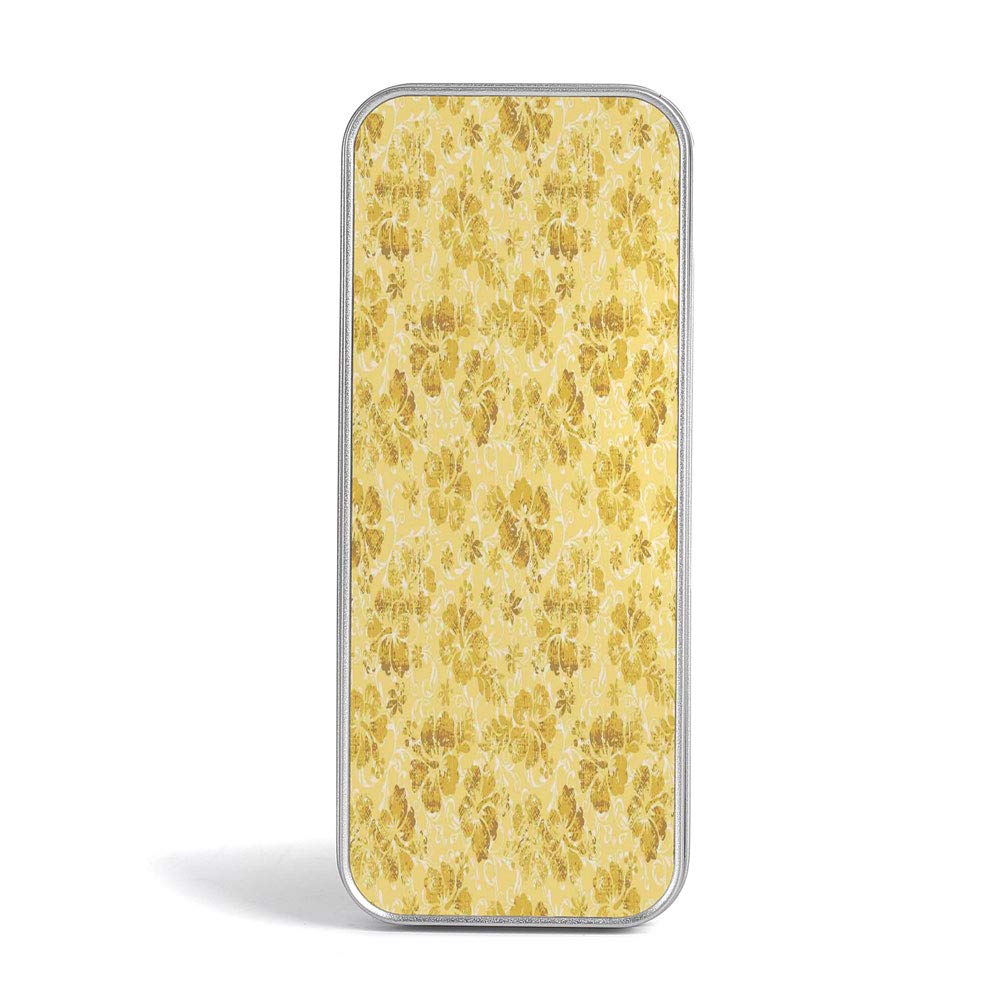 Tin Pencil Case,Hawaiian,Use As Pencil,Jewelry,Gift,Candy,Make up,Birthday or Gift Box,Natural Beach Sunset with Palm Silhouettes Shrubs Sea Clouds and Sand Landscape