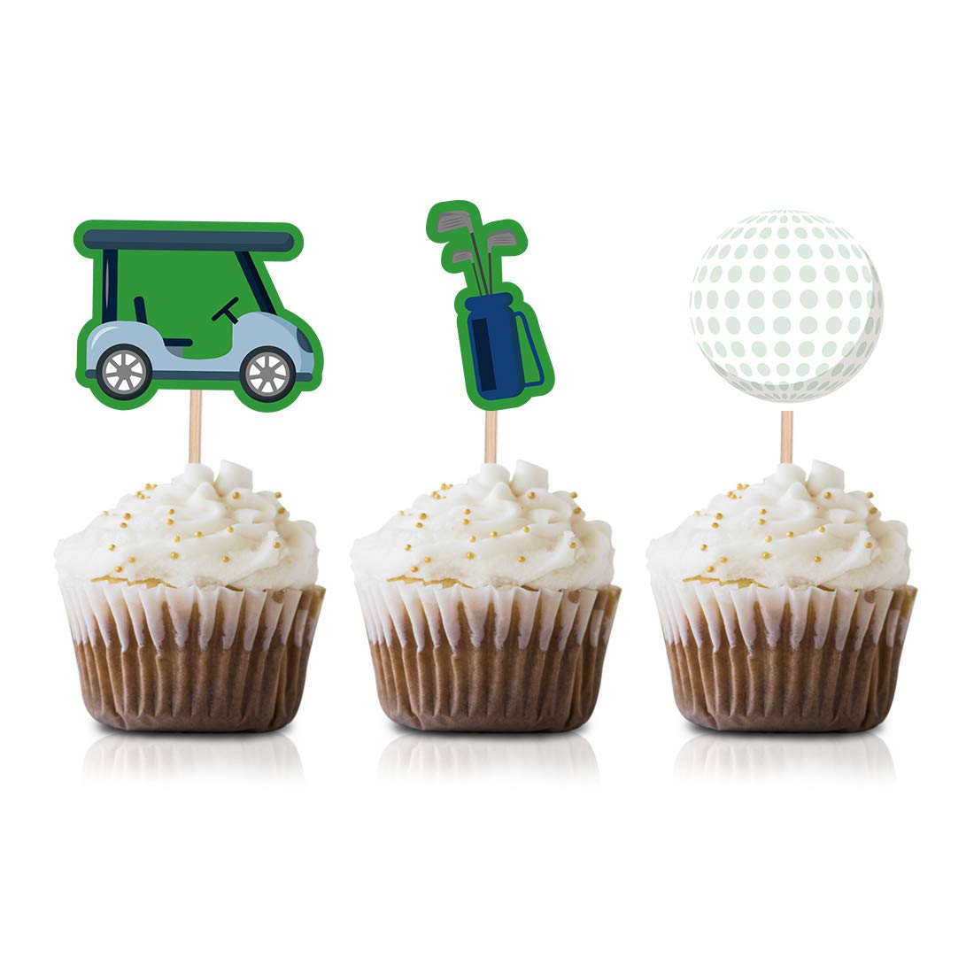 Golf Cupcake Toppers Picks, 24-Pack Birthday Or Retirement Party Supply Decorations