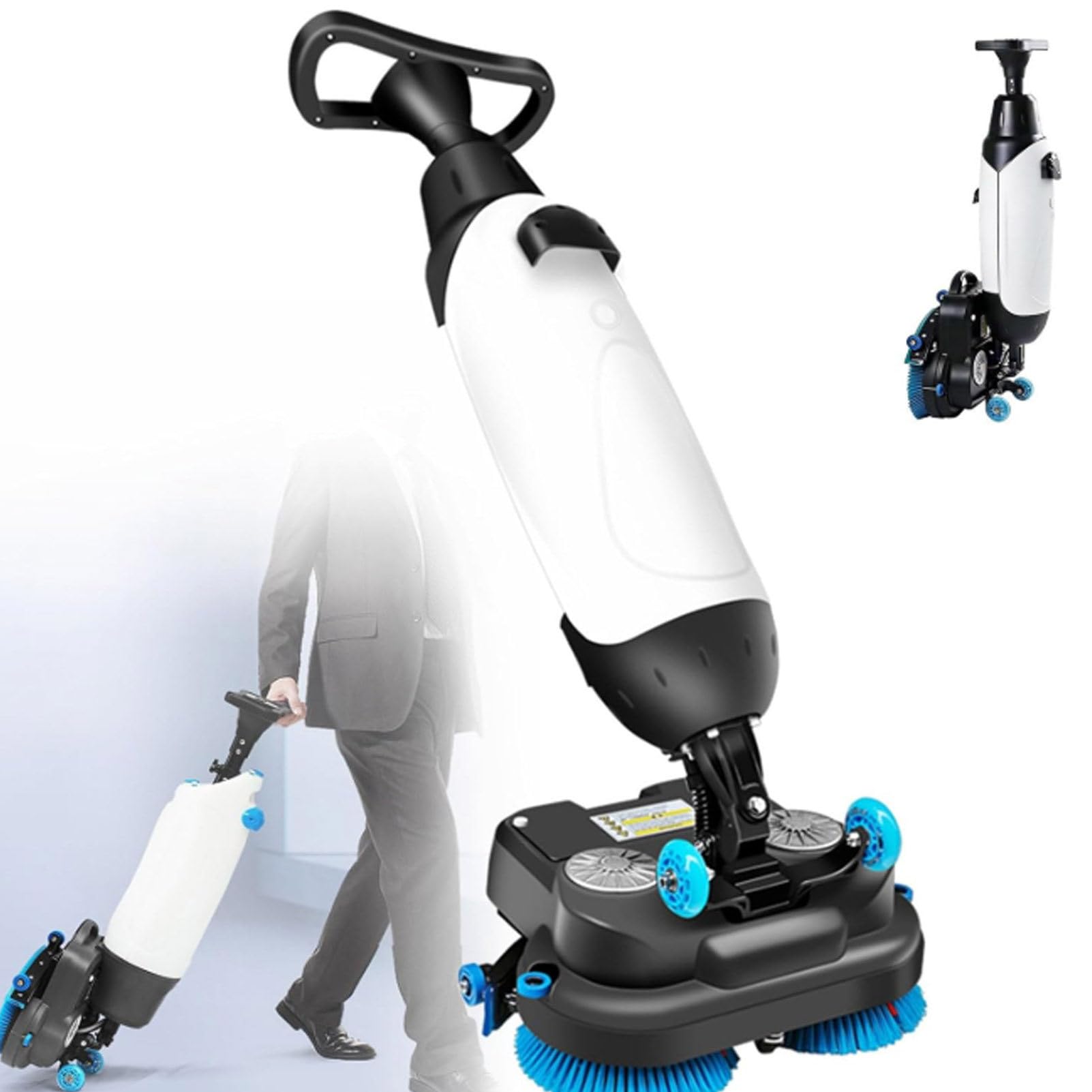 Oiyekntd Floor Polisher Commercial, 17" Carpet Cleaning Machine, Floor Buffer Scrubber, Coverage 13000 Sqft/H, Industrial Floor Cleaning with Tank and 2 Brush Heads White