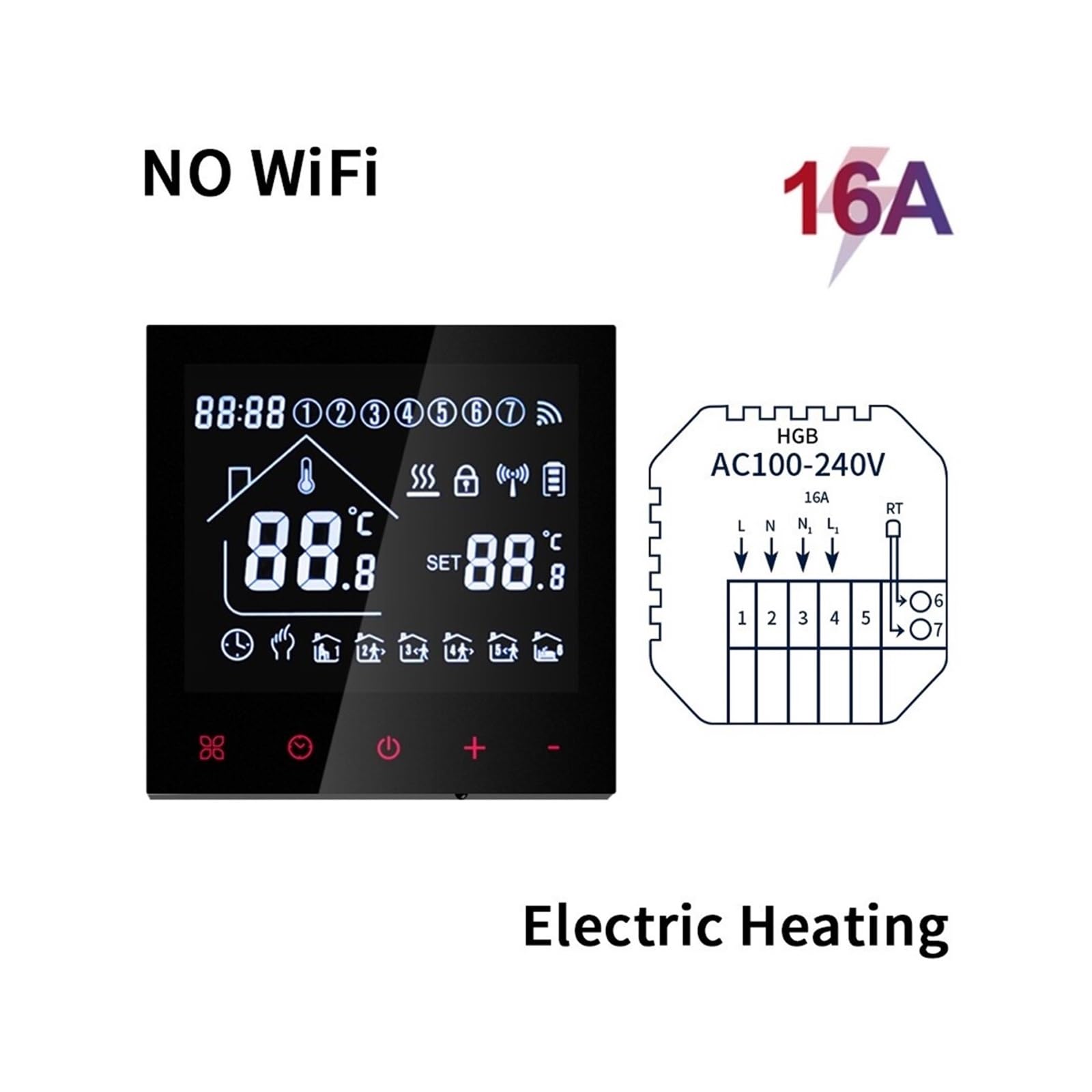 Regulator Temperatury, Termostat z ekranem dotykowym LCD, programowalny elektryczny system ogrzewania podłogowego, regulator temperatury do domu(Electric Heating 16A)