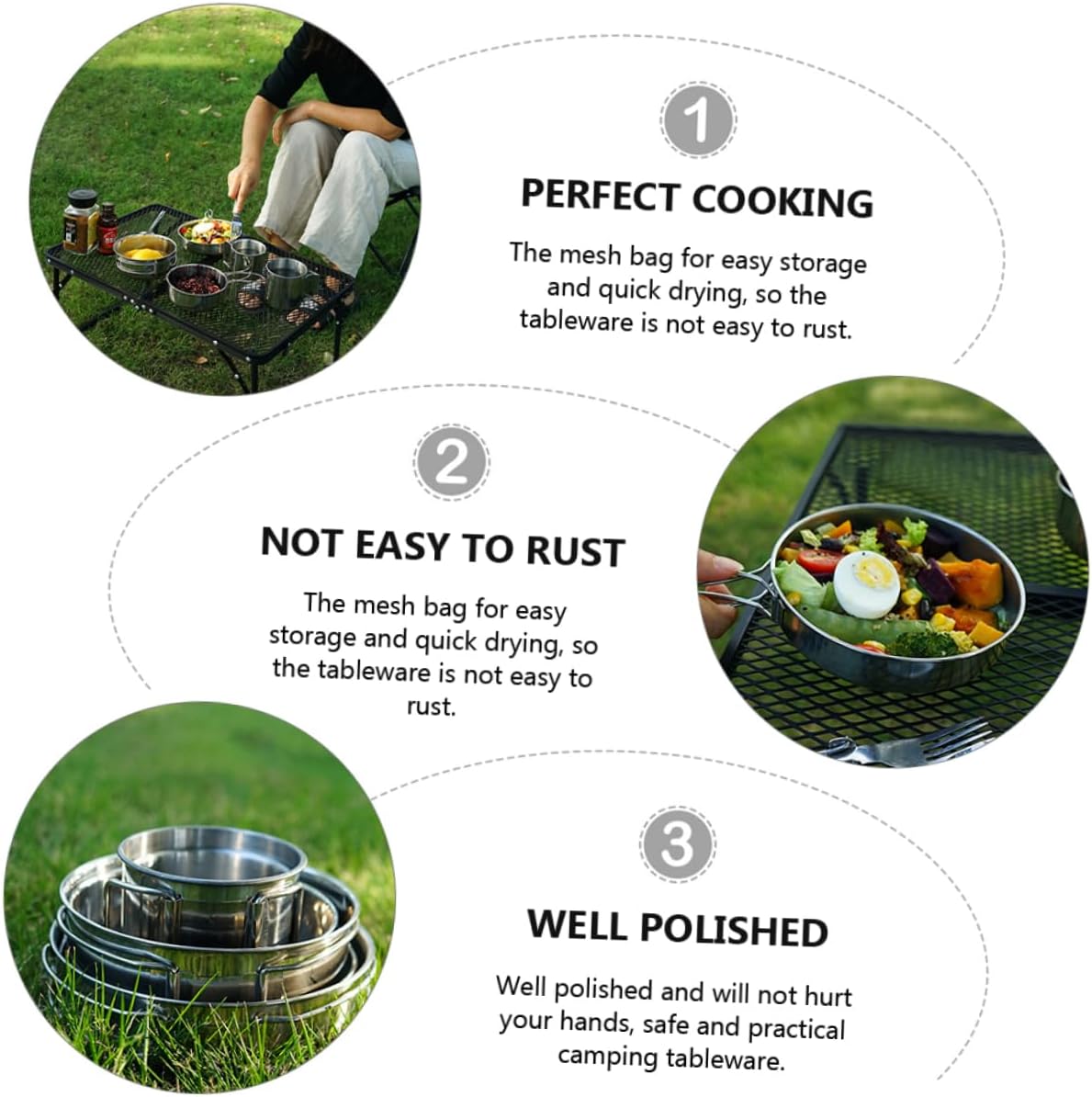 Camping Dinnerware Set Foldable Stainless Steel Bowl Cup Plate Utensils